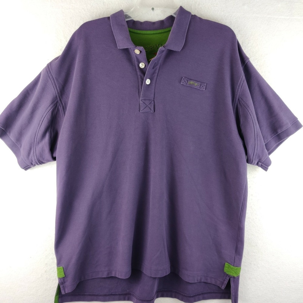 Orvis Mens Extra Large Casual Polo Boating Sailing Shirt Purple Size XL
